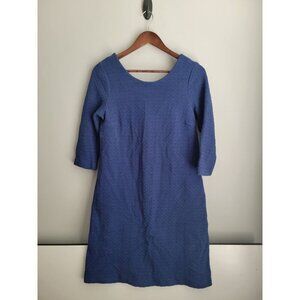 Ganni Anthropologie Lousa Textured Cotton Stretch Blue Shift Dress M